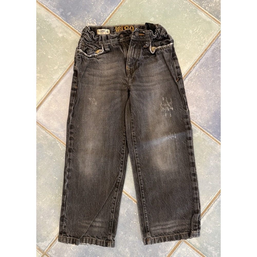 Childrens Place Boys Size 6 Loose Fit Denim Blue Jeans Adjustable Waist Distress